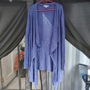 Blue Relaxed Fit Cardigan with Soft Knit